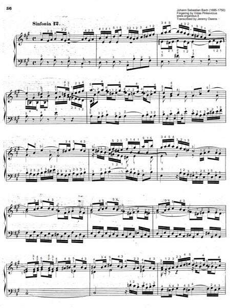 Three Part Sinfonia No. 12 in A Major, BWV 798 by J.S. Bach with