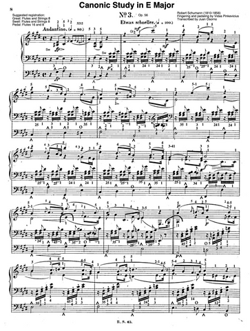 Canonic Etude No. 3 in E Major, Op. 56 by Robert Schumann with Fingering and Pedaling