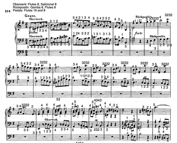 Organ Concerto in G Major, BWV 592 by J.S. Bach with Fingering and Pedaling