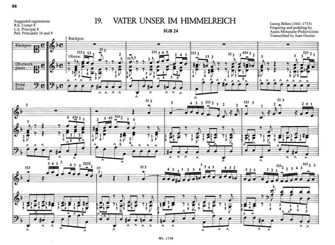 Vater unser im Himmelreich by Georg Böhm with fingering and pedaling