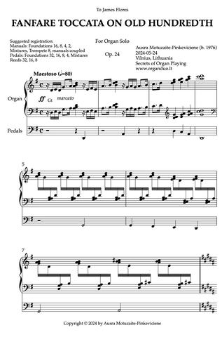 Fanfare Toccata on Old Hundredth, Op. 24 (Organ Solo) by Ausra Motuzaite-Pinkeviciene