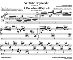 Prelude and Fugue in C Major, KrebsWV 400 by Johann Ludwig Krebs with Fingering and Pedaling