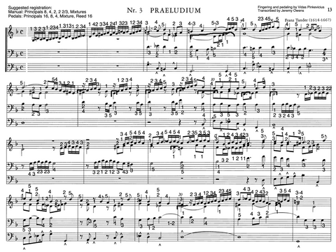Prelude in G (Dorian) II by Franz Tunder with fingering and pedaling