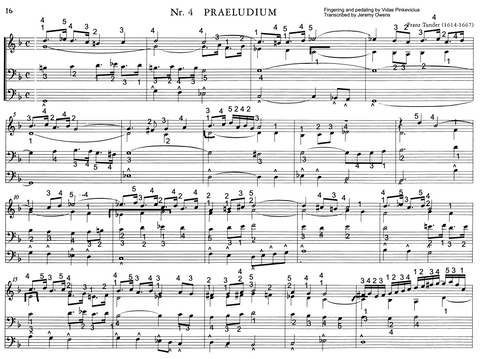 Prelude in G (Dorian) III by Franz Tunder with fingering and pedaling