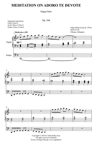 Meditation on Adoro te devote, Op. 366 (Organ Solo) by Vidas Pinkevicius