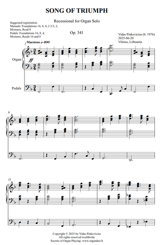 Song of Triumph, Op. 341 (Recessional for Organ Solo) by Vidas Pinkevicius