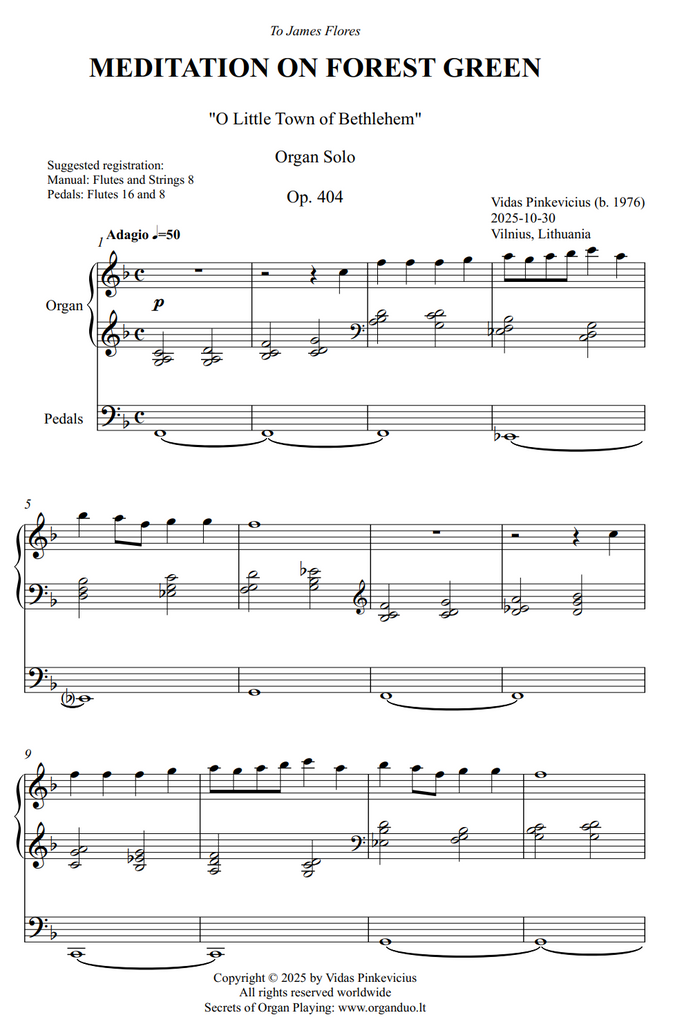 Meditation on Forest Green, Op. 404 (Organ Solo) by Vidas Pinkevicius
