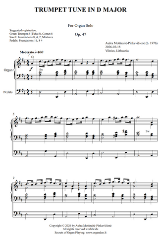 Trumpet Tune in D Major, Op. 47 (Organ Solo) by Ausra Motuzaite-Pinkeviciene