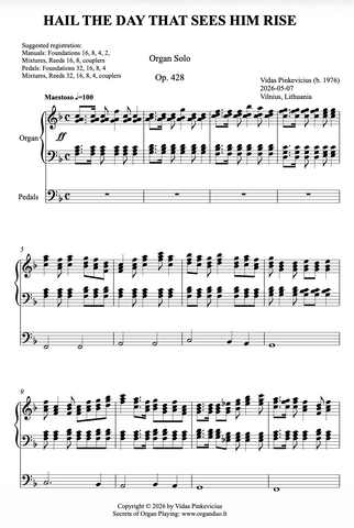 Hail the Day that Sees Him Rise, Op. 428 (Organ Solo) by Vidas Pinkevicius