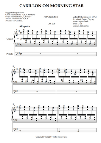 Carillon on Morning Star, Op. 206 (Organ Solo) by Vidas Pinkevicius