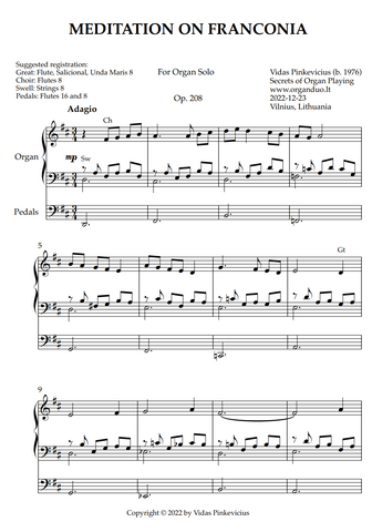 Meditation on Franconia, Op. 208 (Organ Solo) by Vidas Pinkevicius