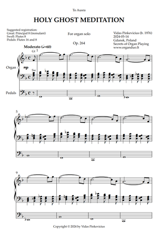 Holy Ghost Meditation, Op. 264 (Organ Solo) by Vidas Pinkevicius