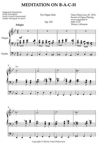 Meditation on B-A-C-H, Op. 210 (Organ Solo) by Vidas Pinkevicius