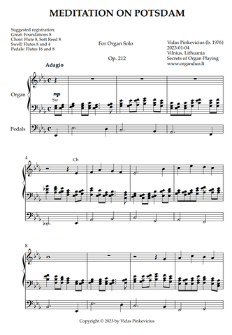 Meditation on Potsdam, Op. 212 (Organ Solo) by Vidas Pinkevicius