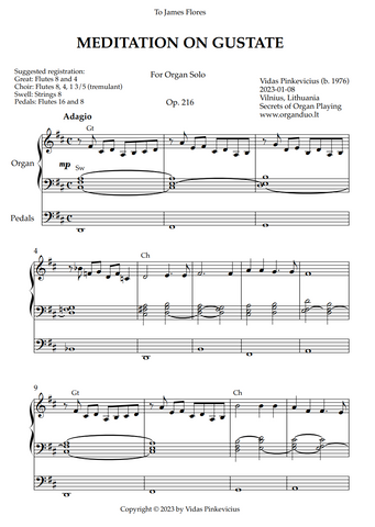 Meditation on Gustate, Op. 216 (Organ Solo) by Vidas Pinkevicius