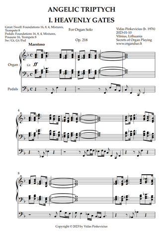 Angelic Triptych, Op. 218 (Organ Solo) by Vidas Pinkevicius