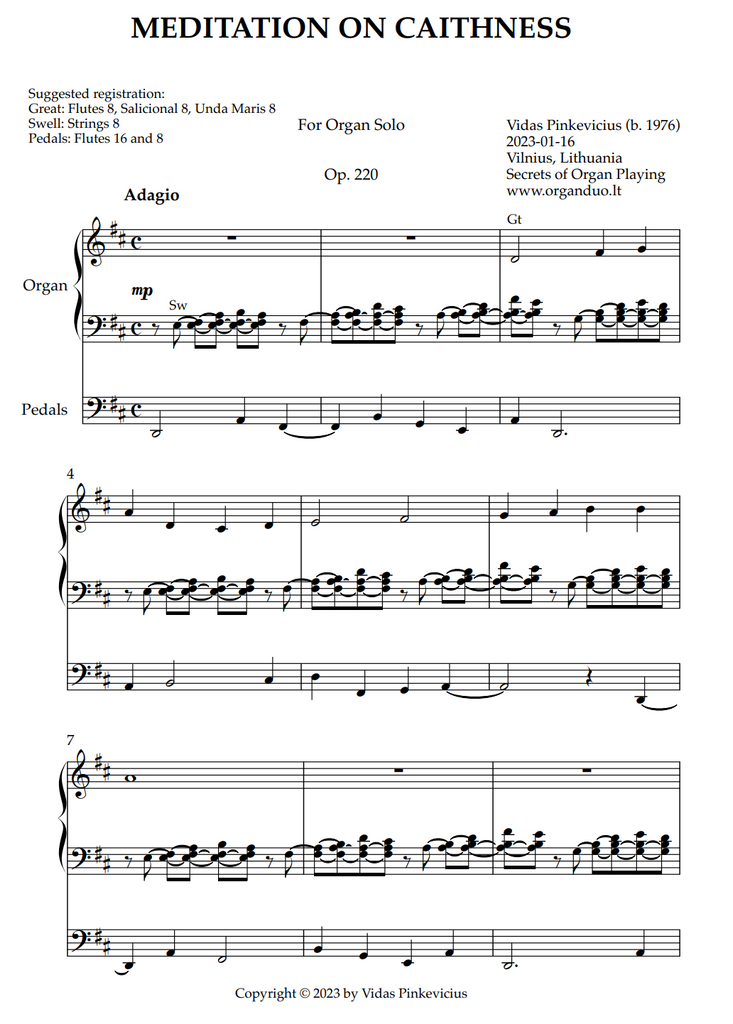 Meditation on Caithness, Op. 220 (Organ Solo) by Vidas Pinkevicius