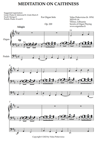 Meditation on Caithness, Op. 220 (Organ Solo) by Vidas Pinkevicius