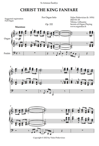 Christ the King Fanfare, Op. 222 (Organ Solo) by Vidas Pinkevicius