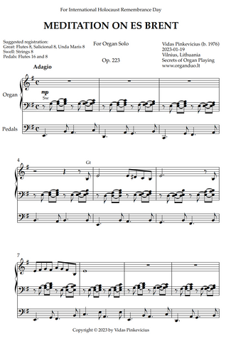 Meditation on Es brent, Op. 223 (Organ Solo) by Vidas Pinkevicius