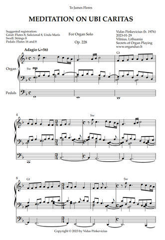 Meditation on Ubi Caritas, Op. 228 (Organ Solo) by Vidas Pinkevicius