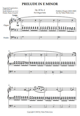 Prelude in E Minor, Op. 28 No. 4 (arr. for Organ Solo) by Frédéric Chopin