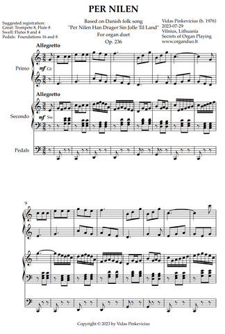 Per Nilen, Op. 236 (Organ Duet) by Vidas Pinkevicius