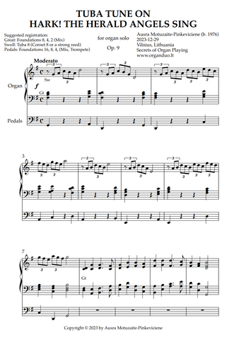 Tuba Tune on Hark! the Herald Angels Sing, Op. 9 (Organ Solo) by Ausra Motuzaite-Pinkeviciene