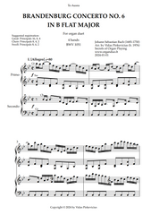 Brandenburg Concerto No. 6 in Bb Major, BWV 1051 (arr. for Organ Duet) by Johann Sebastian Bach