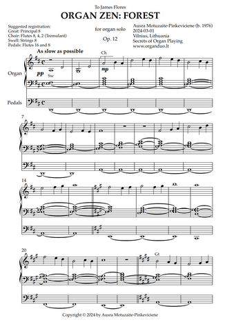 Organ Zen: Forest, Op. 12 (Organ Solo) by Ausra Motuzaite-Pinkeviciene