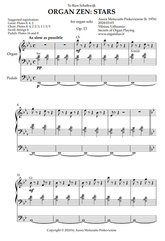 Organ Zen: Stars, Op. 13 (Organ Solo) by Ausra Motuzaite-Pinkeviciene