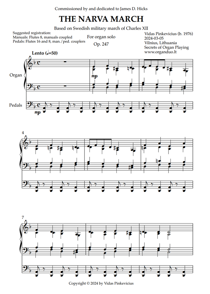 The Narva March, Op. 247 (Organ Solo) by Vidas Pinkevicius