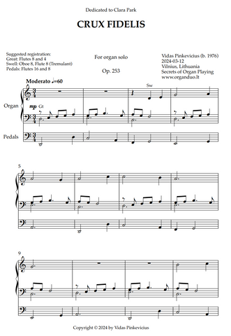 Crux fidelis, Op. 253 (Organ Solo) by Vidas Pinkevicius