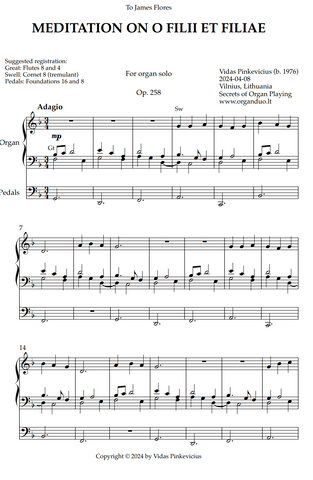 Meditation on O Filii et Filiae, Op. 258 (Organ Solo) by Vidas Pinkevicius