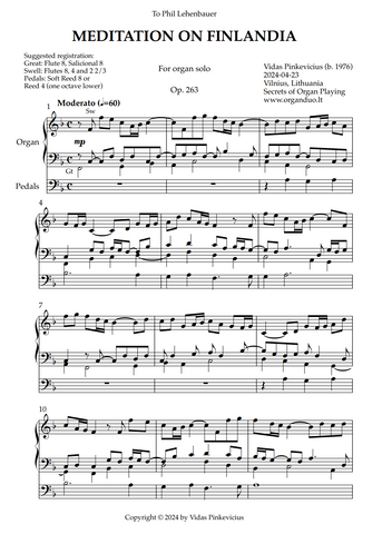 Meditation on Finlandia, Op. 263 (Organ Solo) by Vidas Pinkevicius