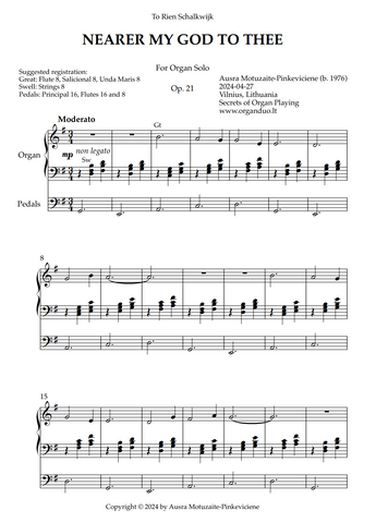 Meditation on Nearer My God to Thee, Op. 21 (Organ Solo) by Ausra Motuzaite-Pinkeviciene