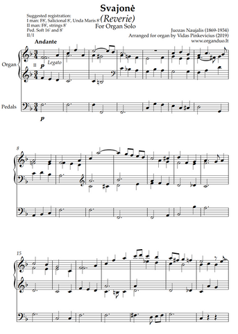 Reverie by Juozas Naujalis (arr. for organ solo)