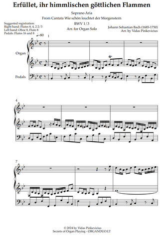 Aria "Erfüllet, ihr himmlischen göttlichen Flammen", BWV 1/3 (arr. for Organ Solo)