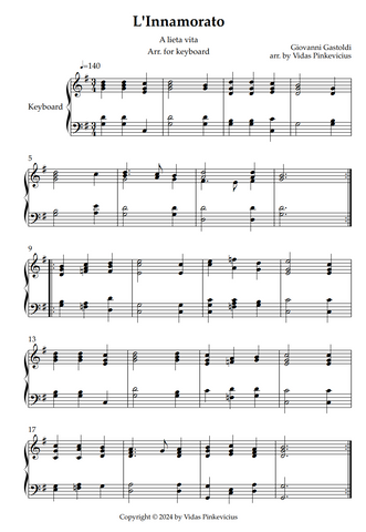 L'Innamorato (arr. for keyboard) by Giovanni Gastoldi