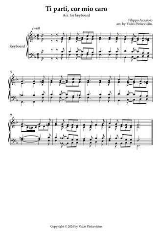 Ti parti cor mio caro (arr. for keyboard) by Filippo Azzaiolo