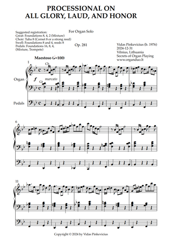 Processional on All Glory, Laud, and Honor, Op. 281 (Organ Solo) by Vidas Pinkevicius