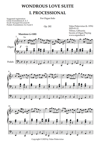 Wondrous Love Suite, Op. 282 (Organ Solo) by Vidas Pinkevicius