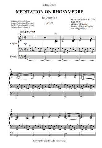 Meditation on Rhosymedre, Op. 285 by Vidas Pinkevicius
