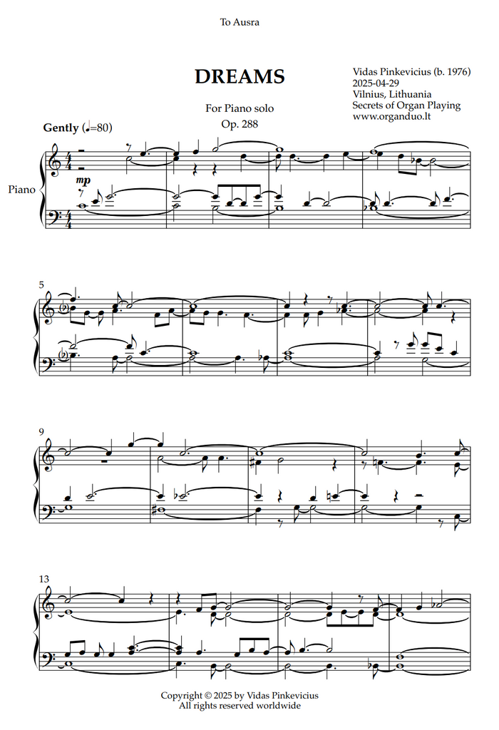 Dreams, Op. 288 (Piano Solo) by Vidas Pinkevicius