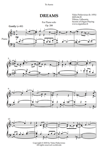 Dreams, Op. 288 (Piano Solo) by Vidas Pinkevicius
