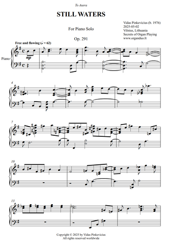 Still Waters, Op. 291 (Piano Solo) by Vidas Pinkevicius