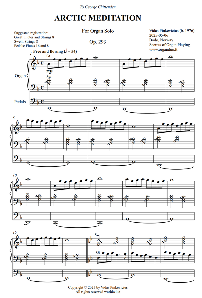 Arctic Meditation, Op. 293 (Organ Solo) by Vidas Pinkevicius