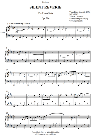 Silent Reverie, Op. 294 (Piano Solo) by Vidas Pinkevicius