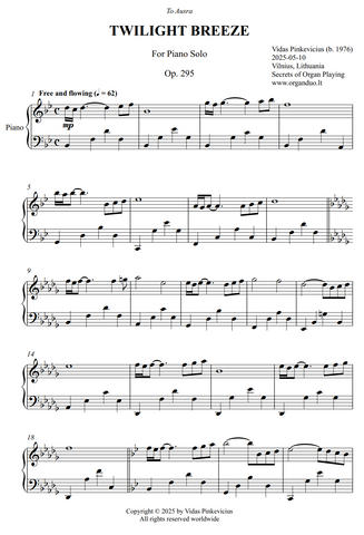 Twilight Breeze, Op. 295 by Vidas Pinkevicius (Piano Solo)