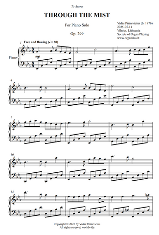 Through the Mist, Op. 299 (Piano Solo) by Vidas Pinkevicius